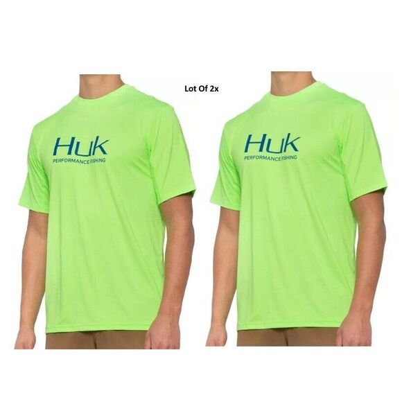 Huk T Shirt Men's Lot of x2 Performance Fishing Green Size M NWT New - Picture 1 of 4